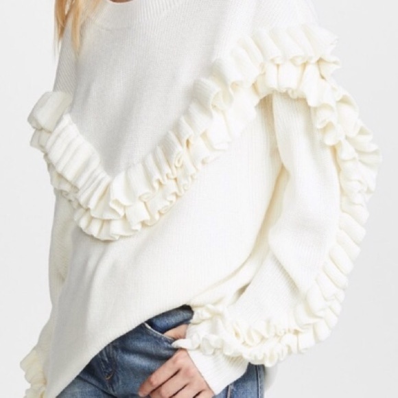 Frame Ruffle-Yoke Ribbed Sweater NWOTS - Picture 3 of 10